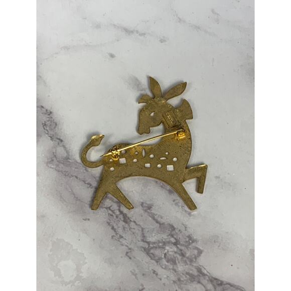 Vintage 1950's 12k gold filled Deer Christmas Pin Brooch signed James H. Hall - Picture 3 of 6